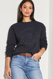 Lipsy Navy Blue Round Neck Sweatshirt - Image 1 of 5