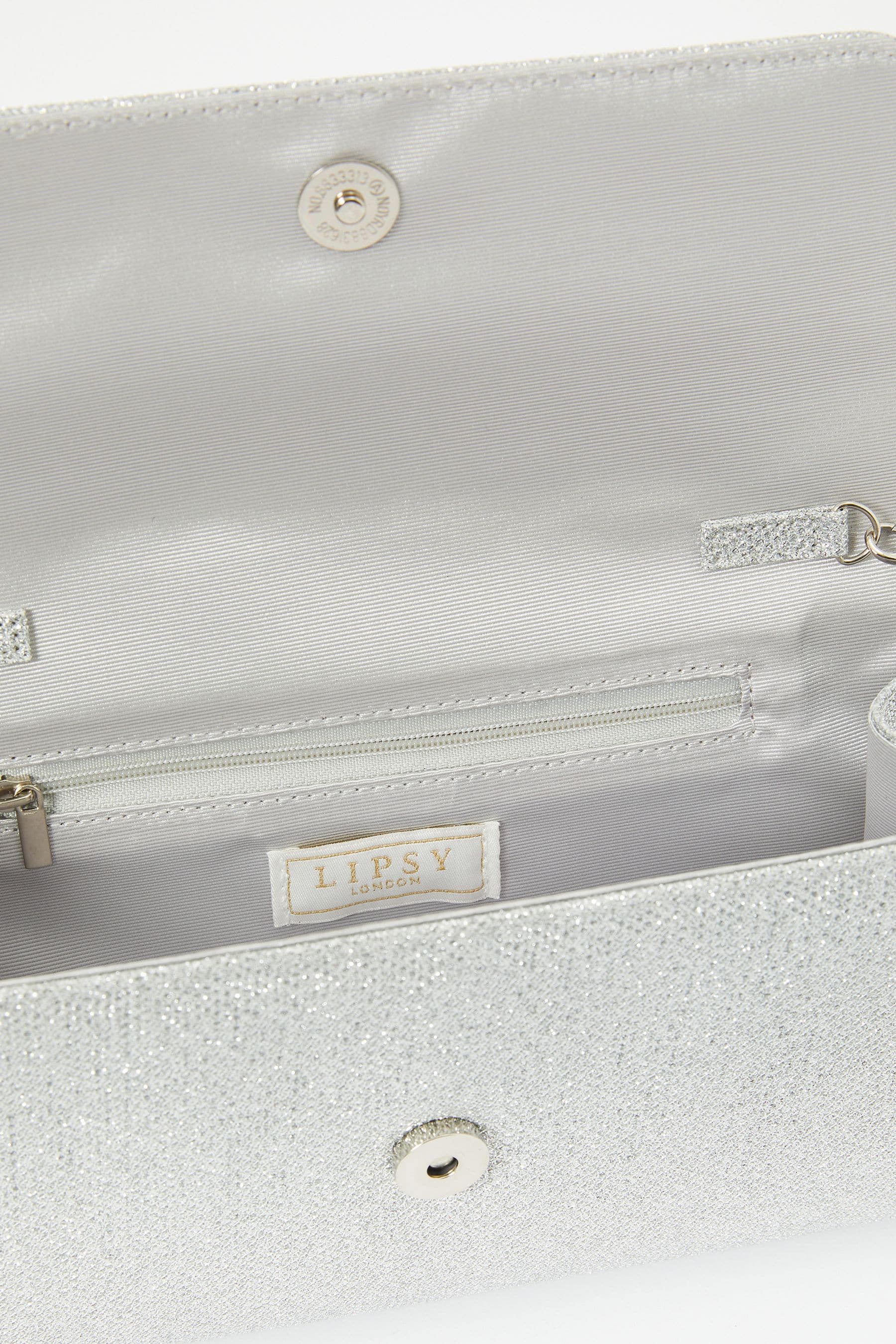 Grey glitter clutch bag best sale