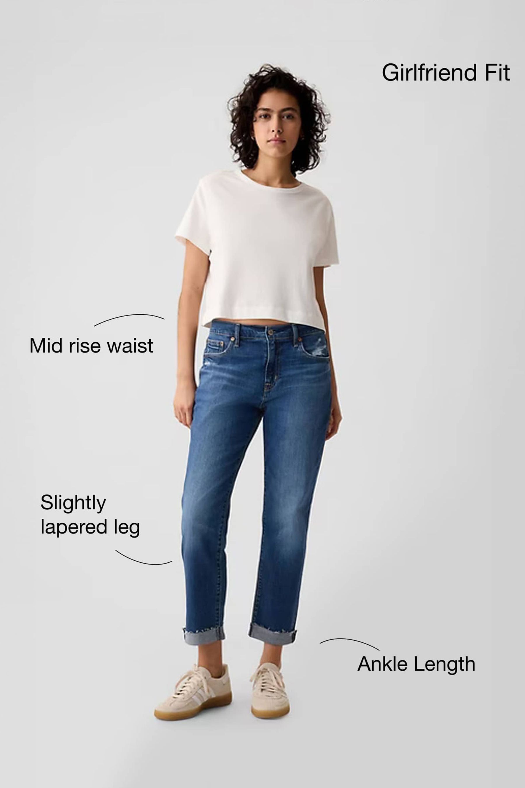 Buy Gap Blue Mid Rise Slim Fit Ankle Length Girlfriend Jeans from the Next UK online shop