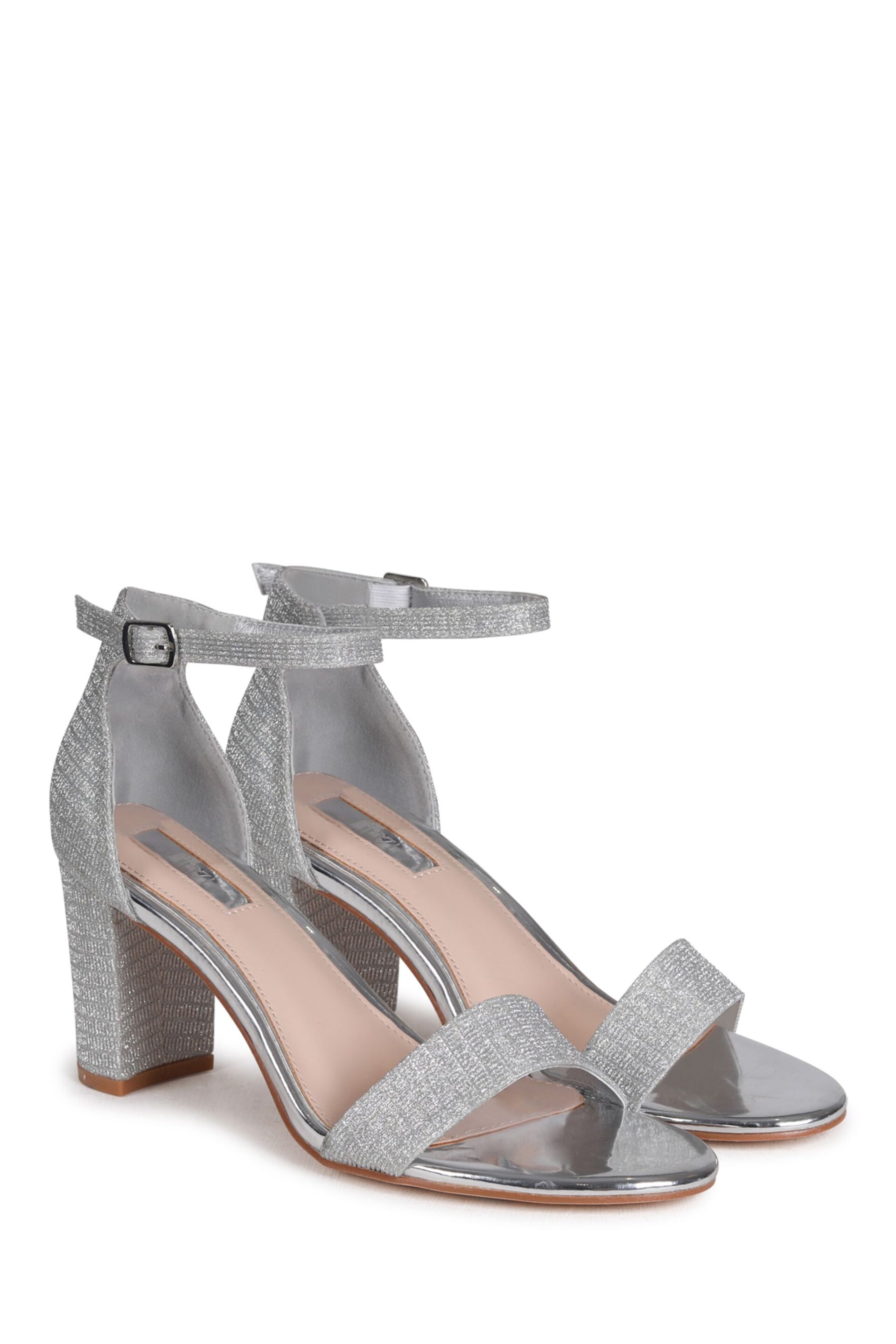 Linzi Silver Francine Open Toe Closed Back Block Heeled Sandal - Image 3 of 4