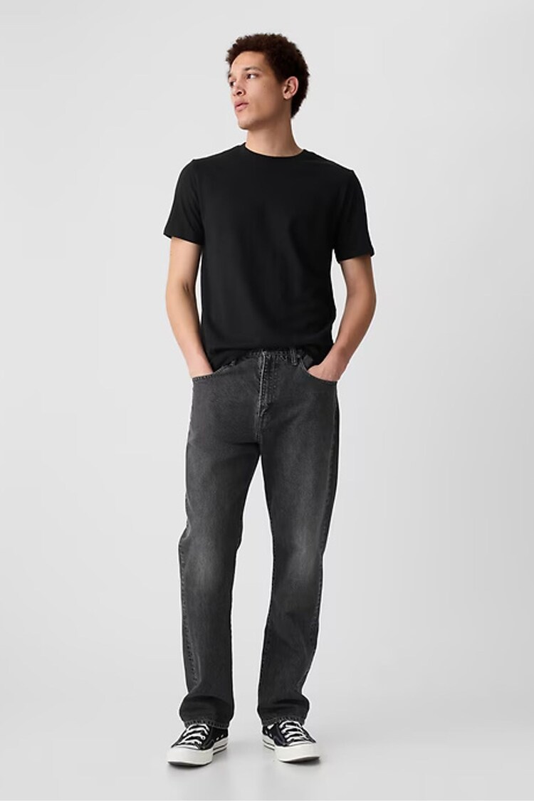 Buy Gap Black Short Sleeve Everyday 100% Cotton Crew Neck Long Sleeve T ...