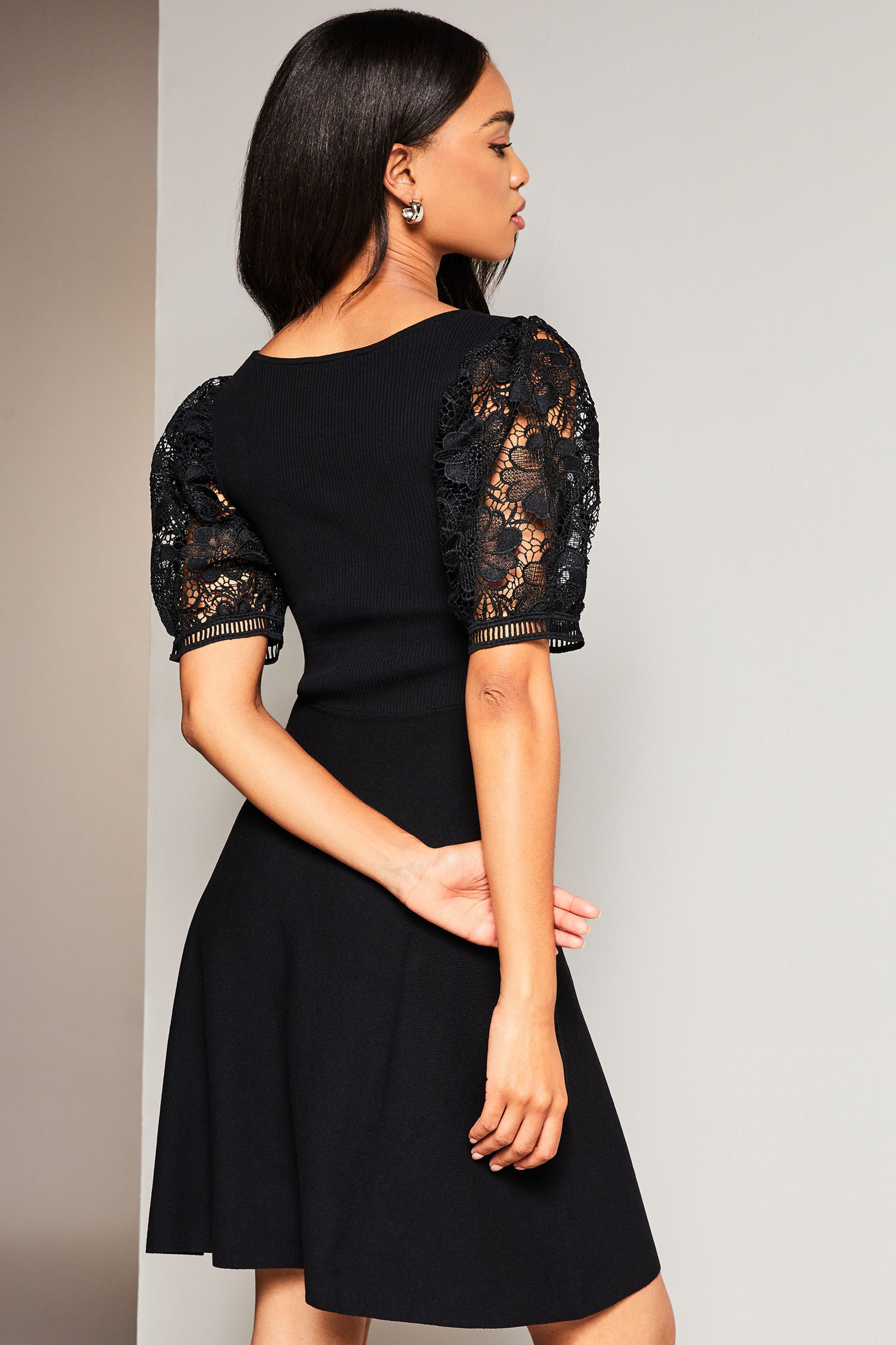 Next lipsy black lace dress best sale