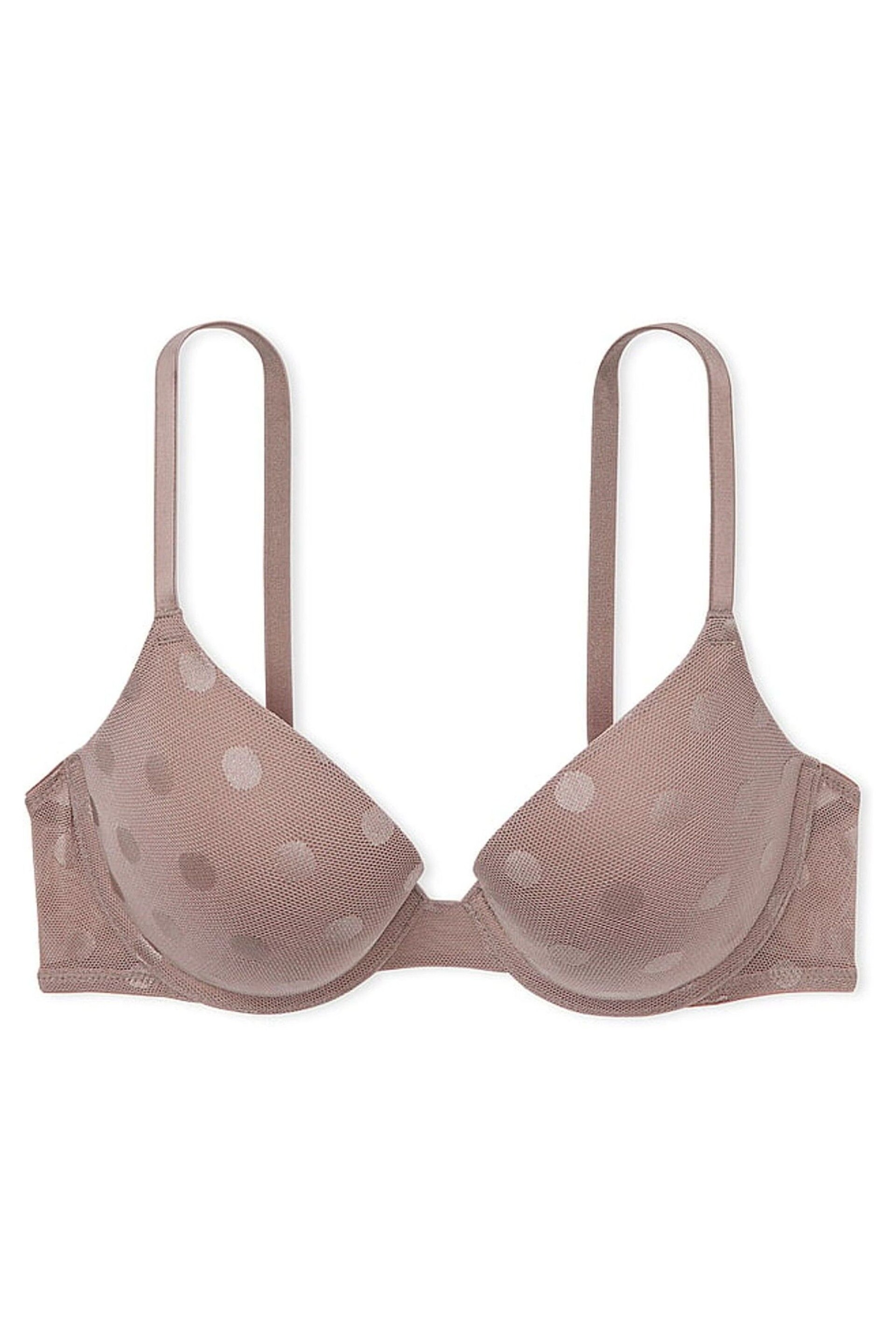 Victoria's Secret PINK Iced Coffee Brown Dot Mesh Push Up Bra - Image 3 of 4