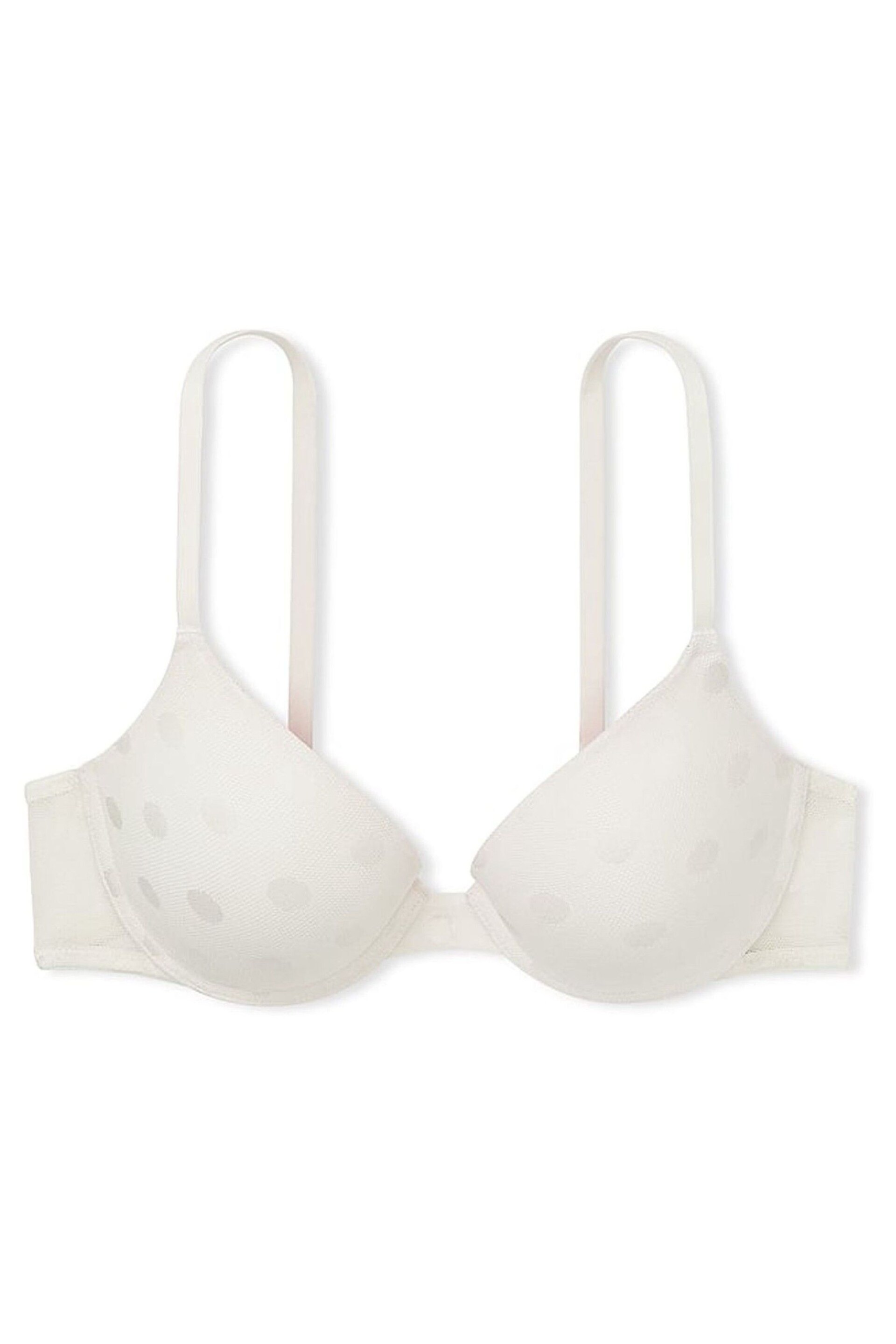 Victoria's Secret PINK Coconut White Dot Mesh Push Up Bra - Image 3 of 4