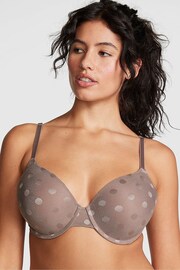 Victoria's Secret PINK Iced Coffee Brown Dot Mesh Lightly Lined Demi Bra - Image 1 of 4