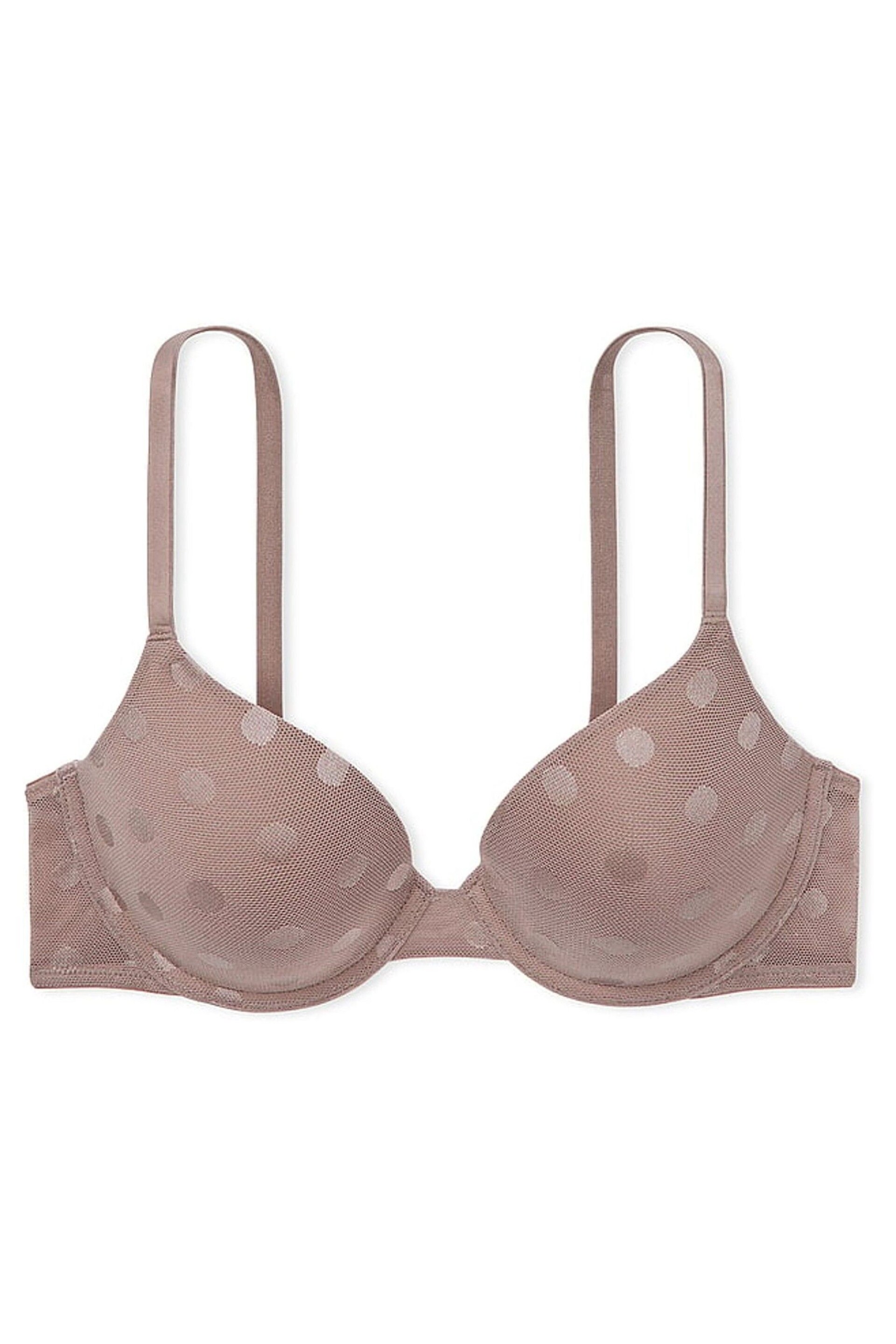 Victoria's Secret PINK Iced Coffee Brown Dot Mesh Lightly Lined Demi Bra - Image 3 of 4