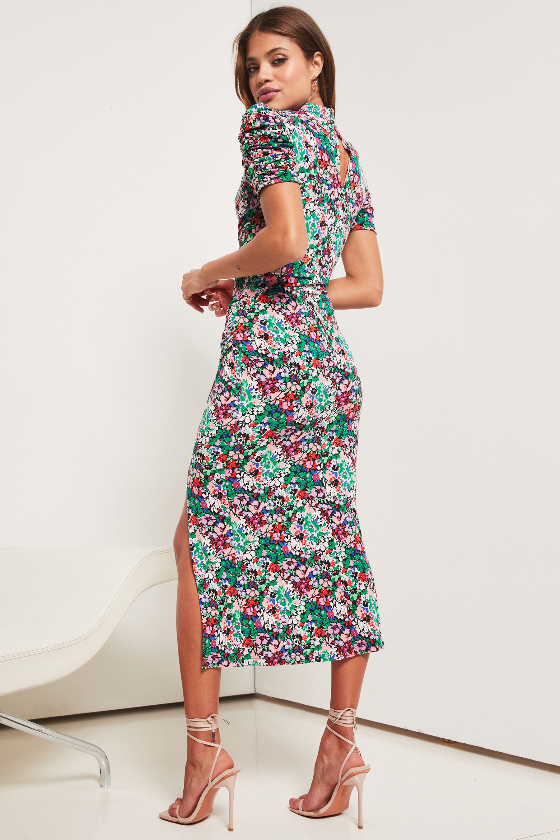 Jersey split midi dress clearance