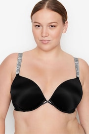 Victoria's Secret Black Smooth Shine Strap Add 2 Cups Push Up Bombshell Bra - Image 1 of 3