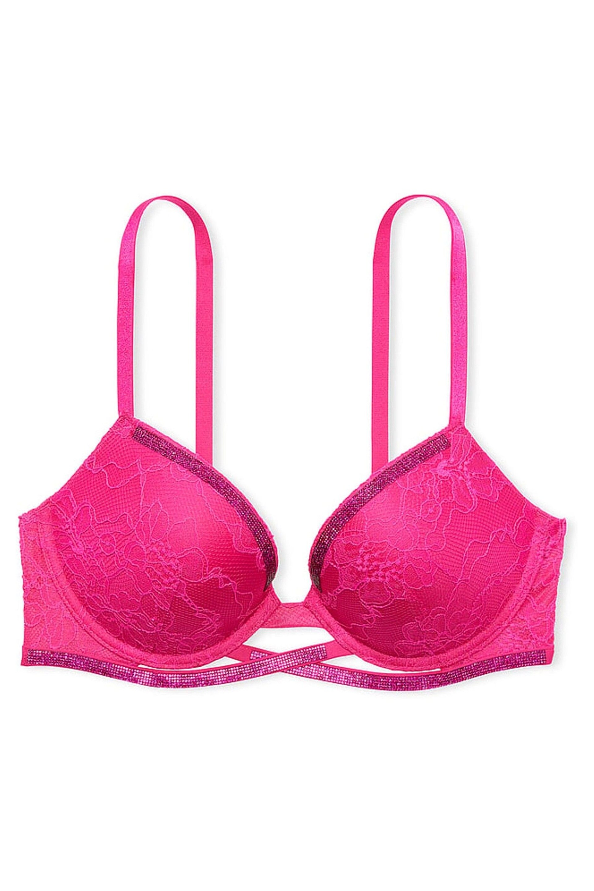 Victoria's Secret Forever Pink Lace Ouvert Shine Bra - Image 3 of 3