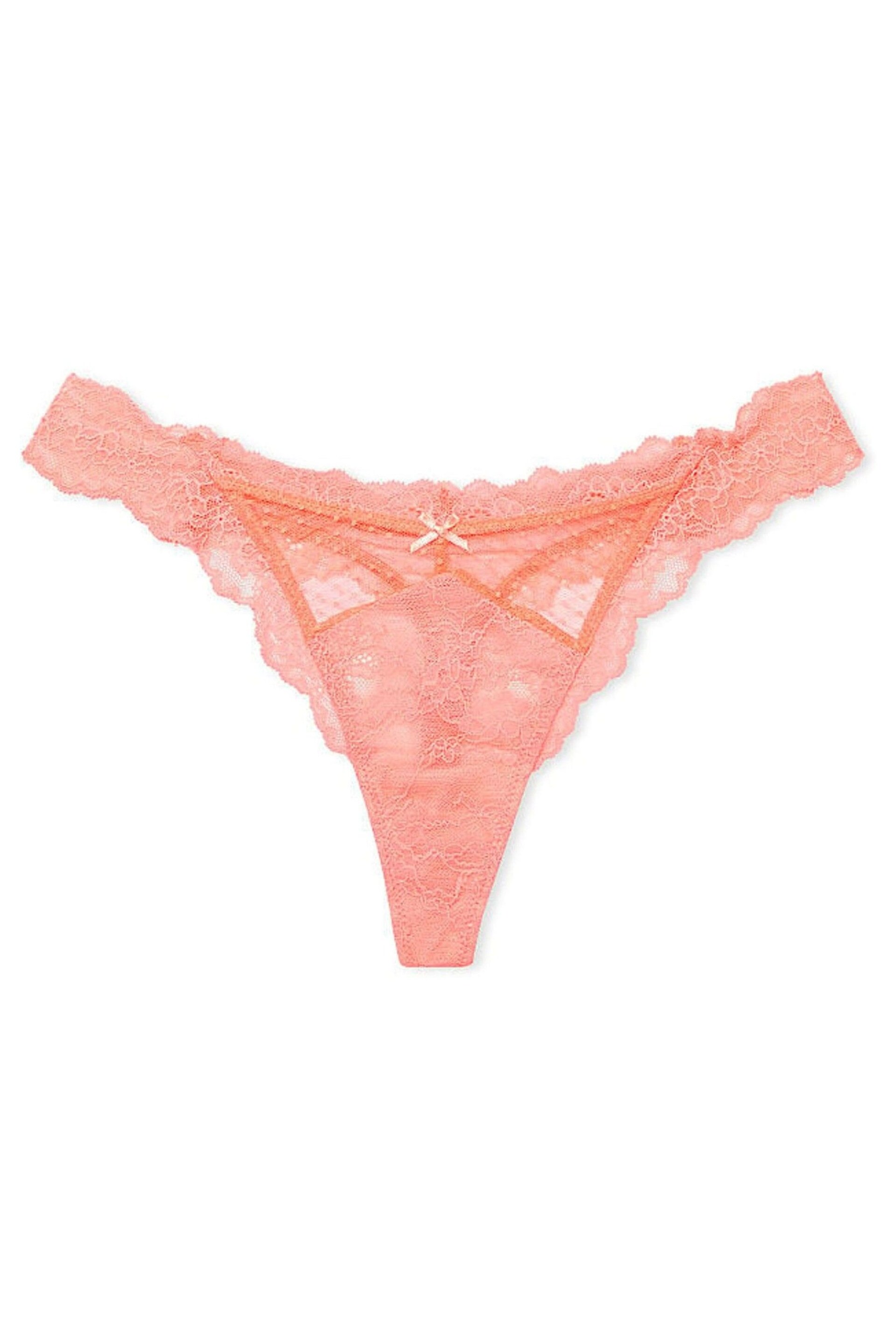 Victoria's Secret Neon Nectar Orange Thong Lace Knickers - Image 3 of 3