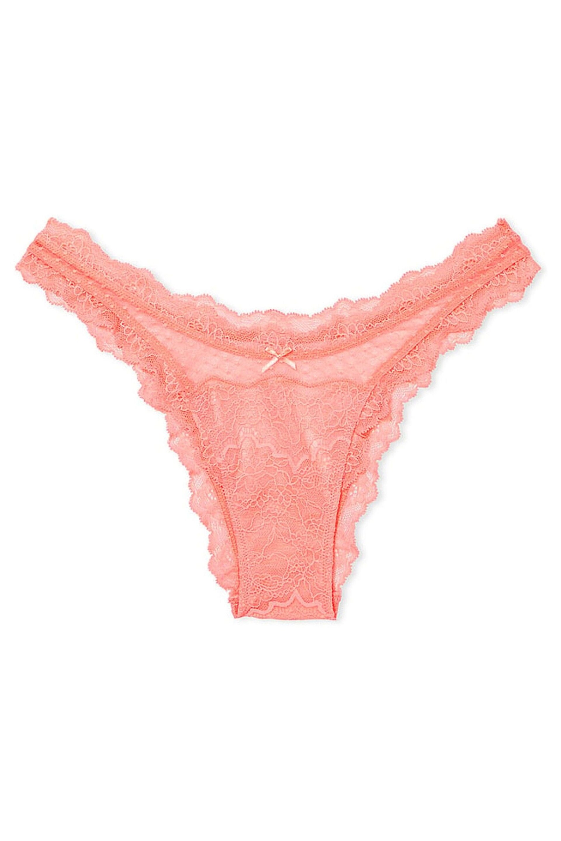 Victoria's Secret Neon Nectar Orange Brazilian Lace Knickers - Image 3 of 3