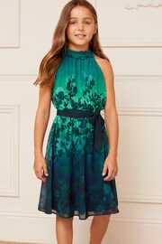 Love & Roses Blue Ombre Printed Halter Dress - Image 2 of 4