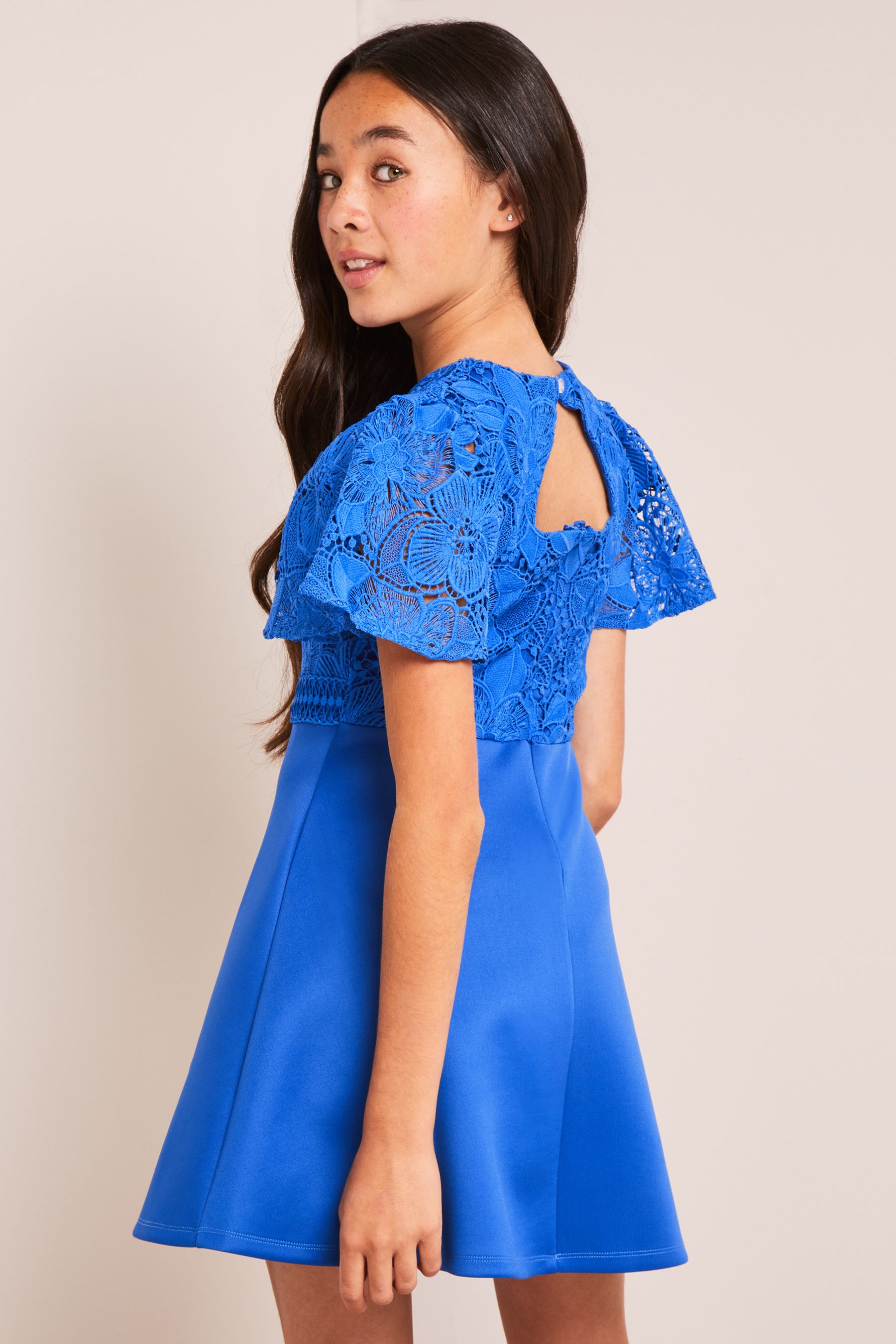 Buy Lipsy Cobalt Blue 2 In 1 Flutter Sleeve Lace Occasion Dress from Next South Africa