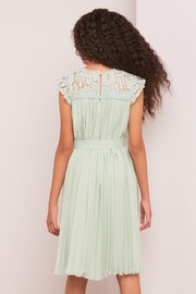 Lipsy Sage Green Lace Yolk Pleated Occasion Dress - Image 2 of 3