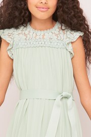 Lipsy Sage Green Lace Yolk Pleated Occasion Dress - Image 3 of 3