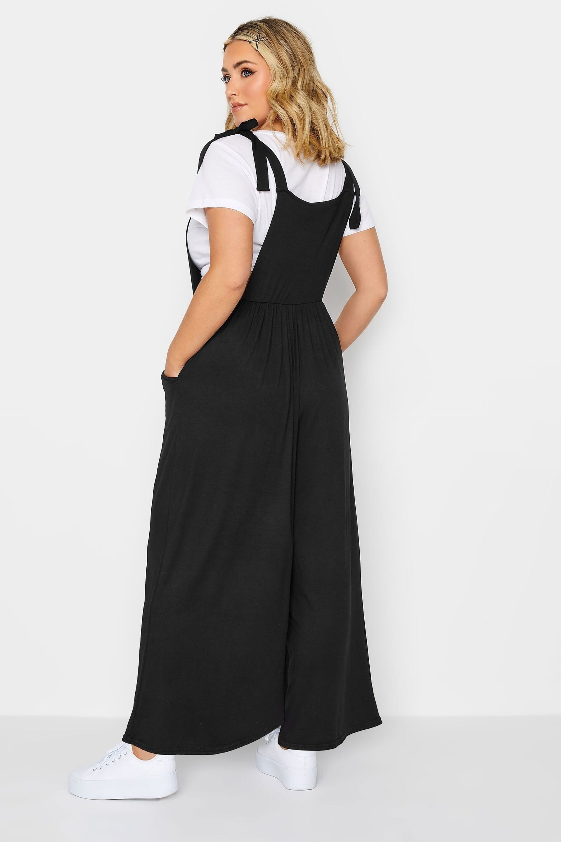 Yours Curve Black Limited Culotte Dungaree - Image 3 of 4