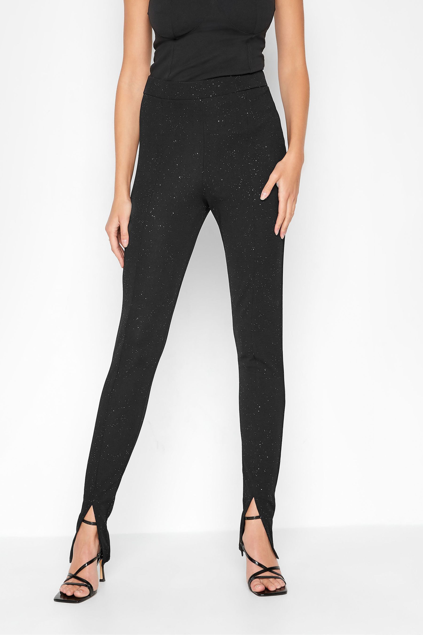 Buy Long Tall Sally Black Tall Glitter Trouser from Next Luxembourg