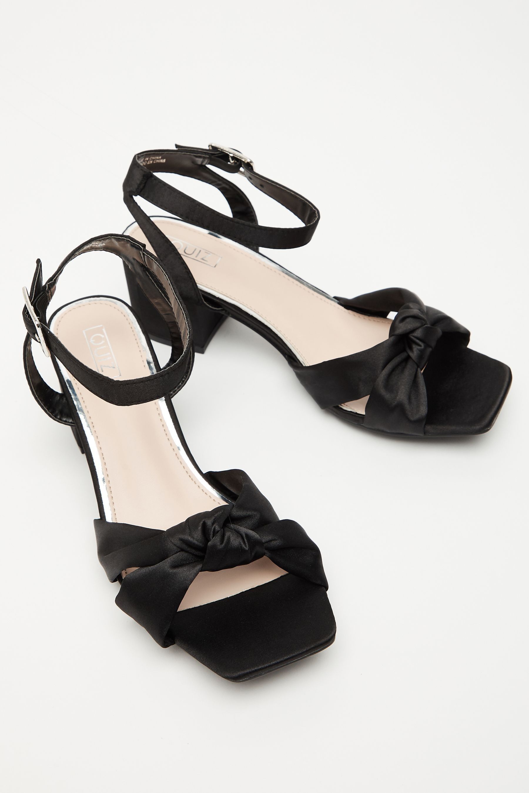 Buy Quiz Black Satin Knot Heeled Sandals from Next Ireland