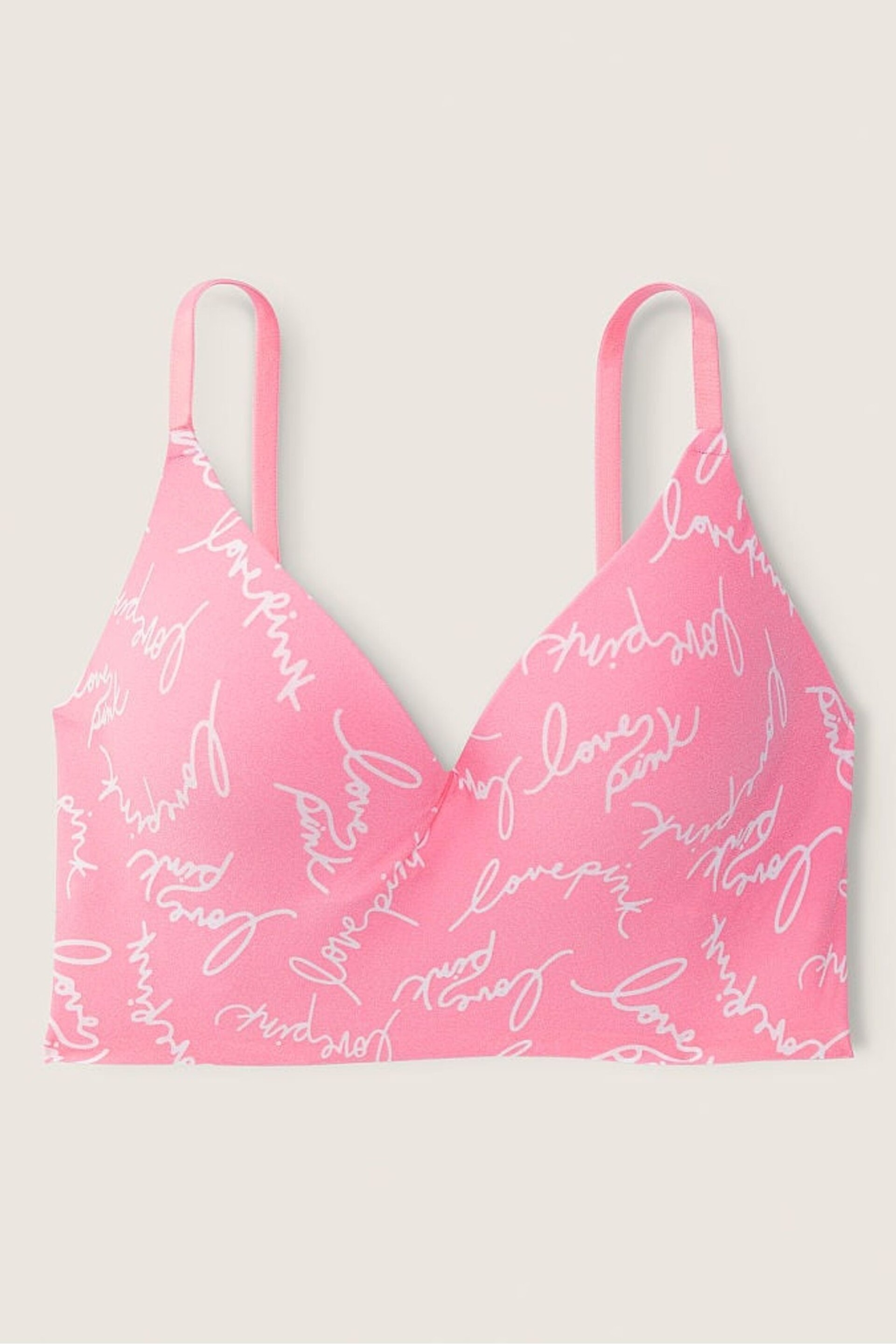 Victoria's Secret PINK Dreamy Pink Logo Smooth Non Wired Push Up Bralette - Image 4 of 4