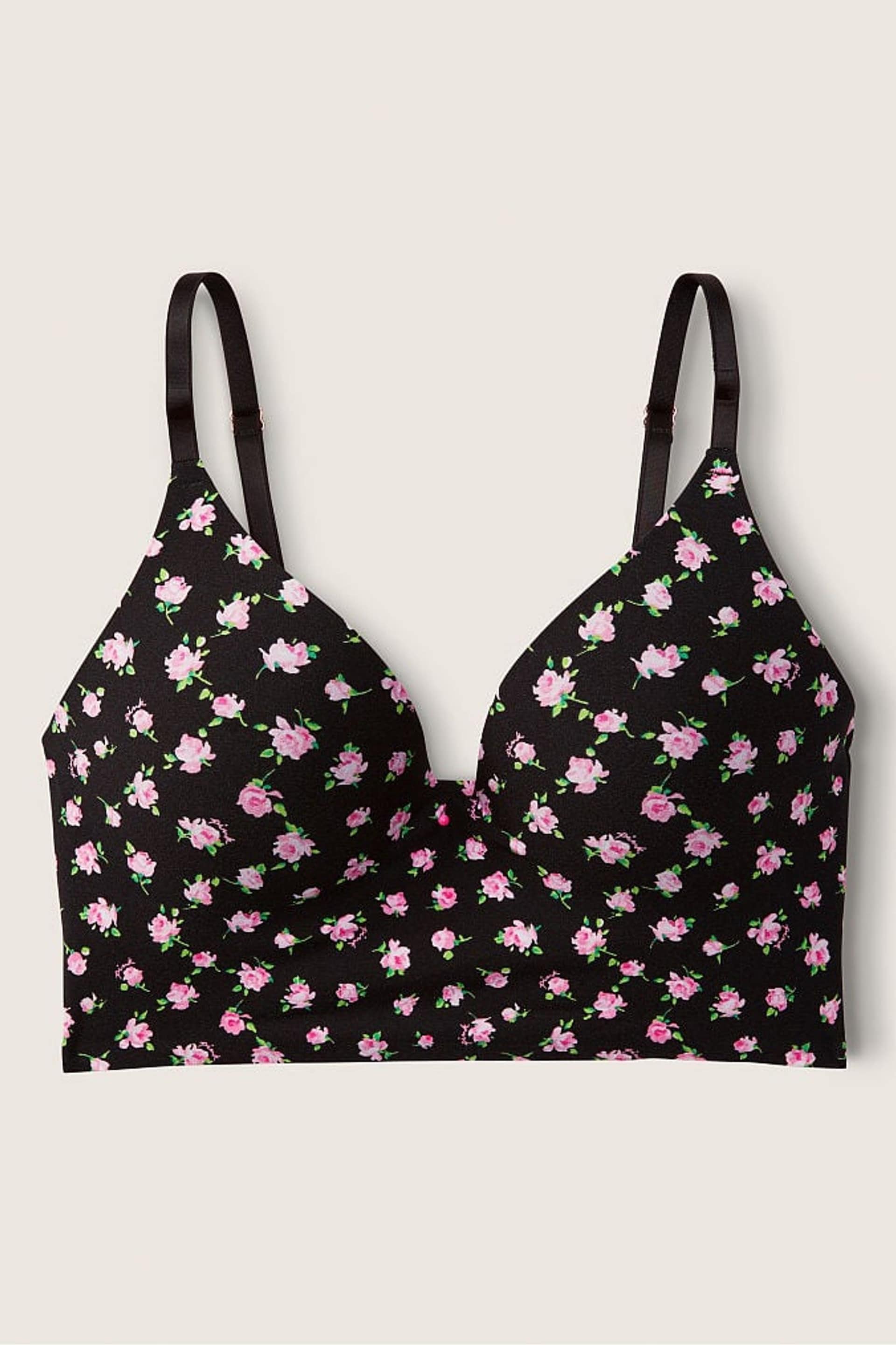 Victoria's Secret PINK Pure Black Floral Smooth Non Wired Push Up Bralette - Image 3 of 3