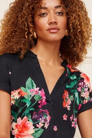 Love & Roses Black Floral Printed Notch Neck Top - Image 2 of 4