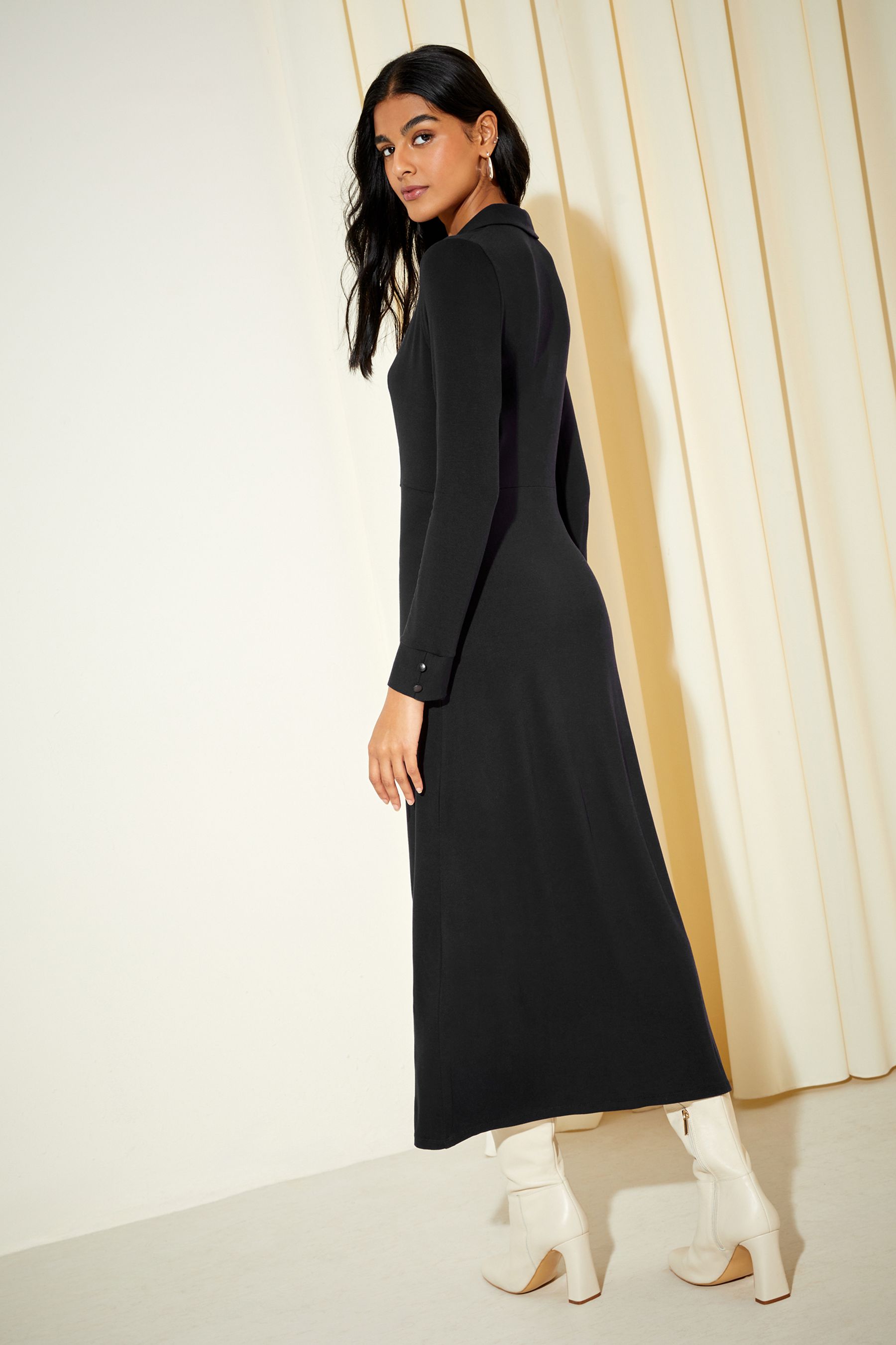 Buy Friends Like These Black Long Sleeve Jersey Wrap Midi Dress from Next Luxembourg