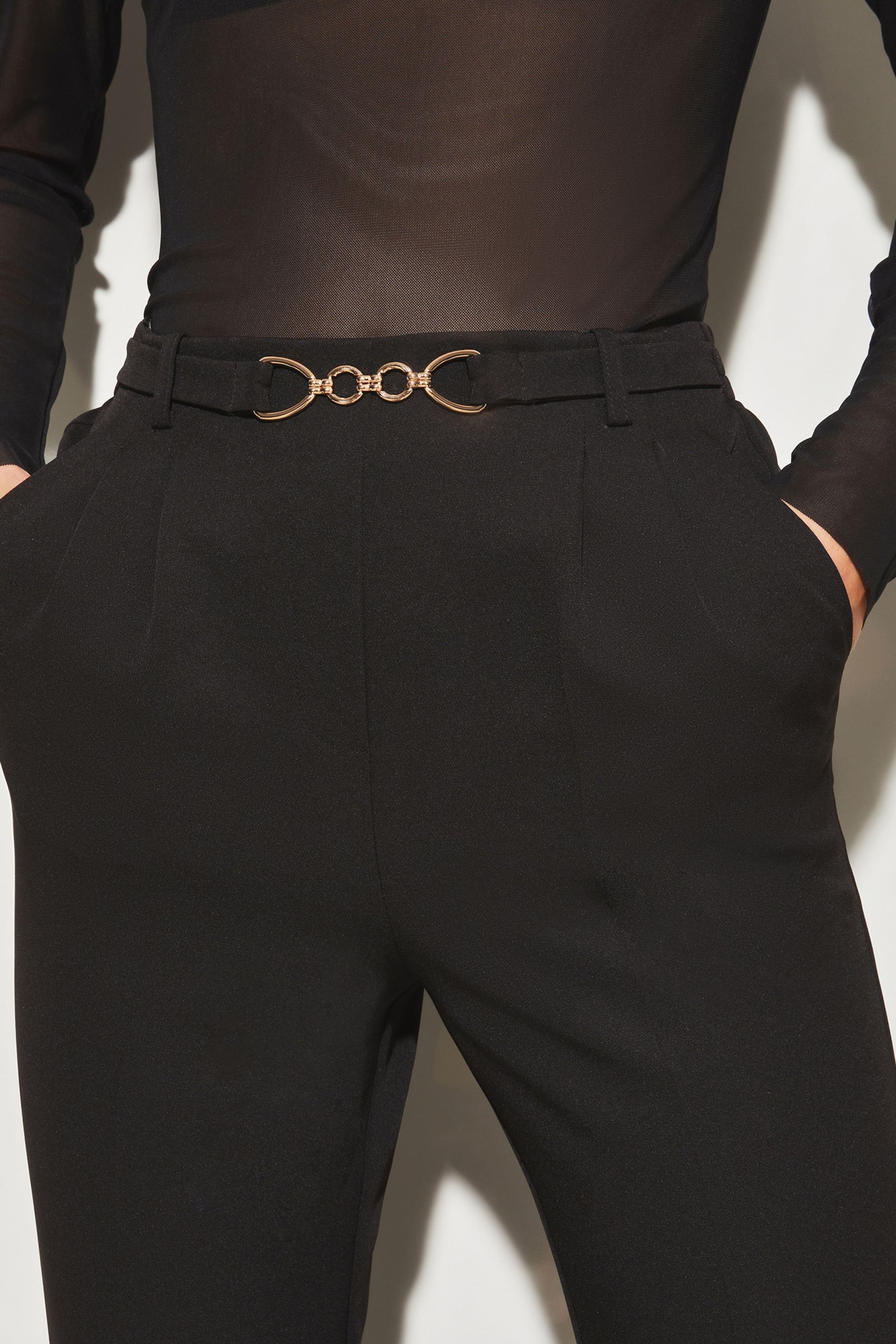 Lipsy Black Petite Tailored Trim Detail Slim Leg Trousers - Image 4 of 4