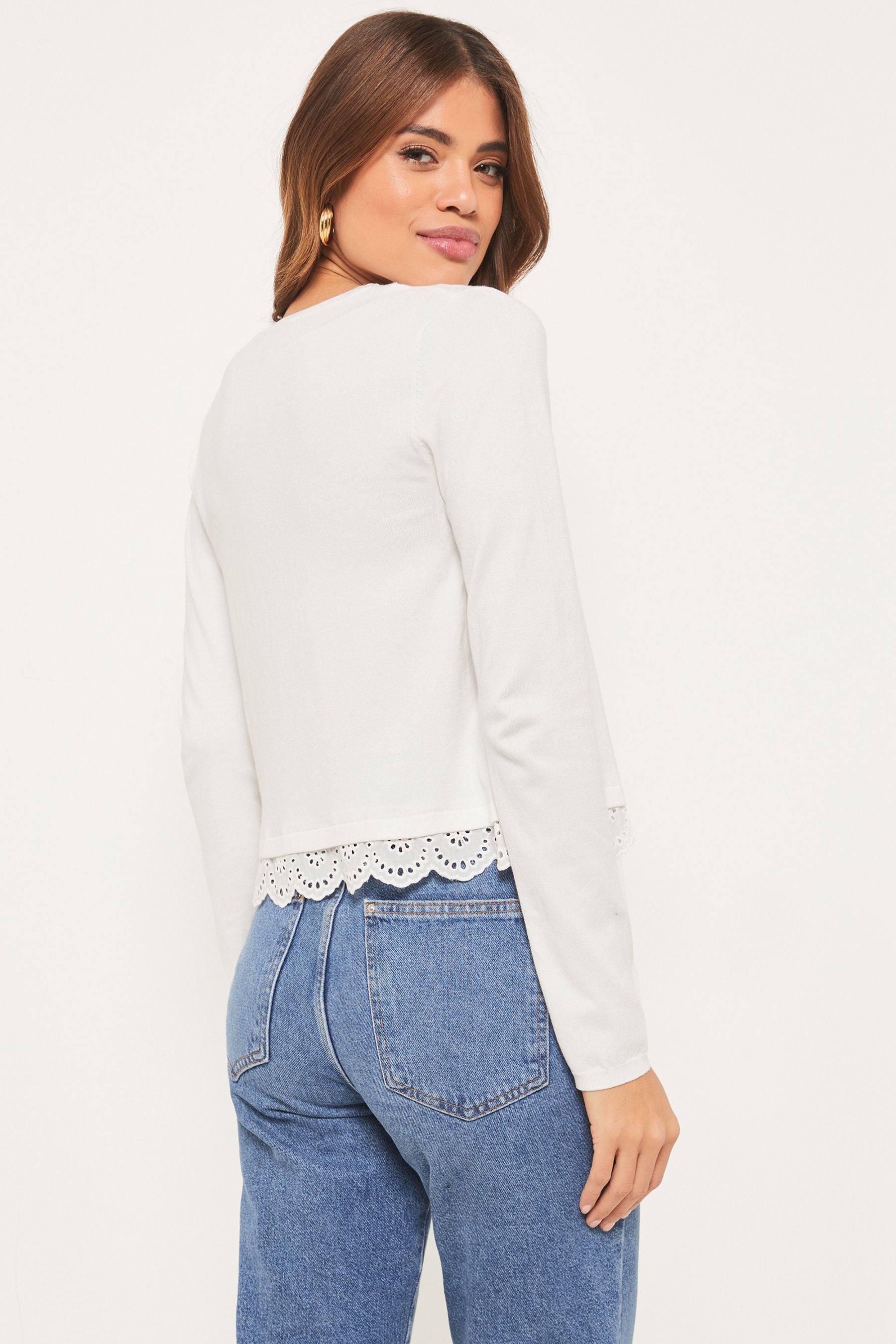 Buy Lipsy Ivory Broderie Lace Cardigan from Next Luxembourg