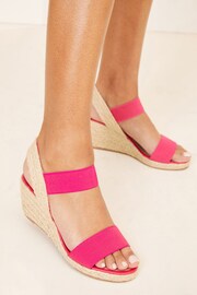 Lipsy Pink Regular Fit Elastic Low Wedge Espadrille Sandal - Image 2 of 4
