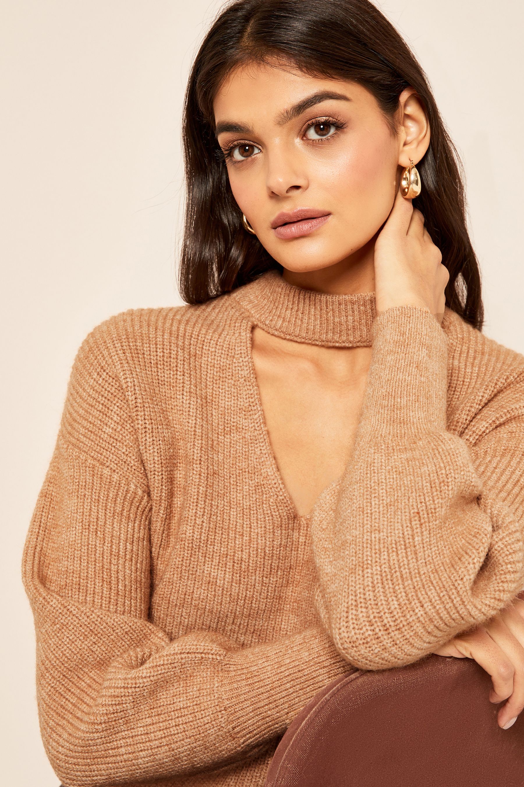 Buy Friends Like These Camel Triangle Choker Jumper from Next Luxembourg