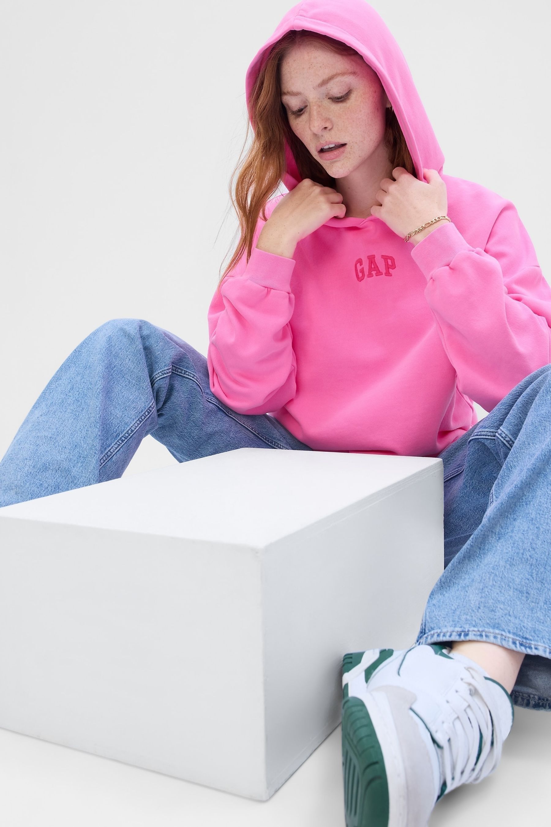Buy Gap Pink Logo Hi Low Hem Hoodie from Next Ireland
