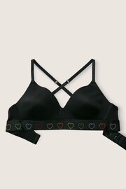 Victoria's Secret PINK Pure Black Rainbow Diamante Non Wired Lightly Lined Smooth T-Shirt Bra - Image 4 of 5