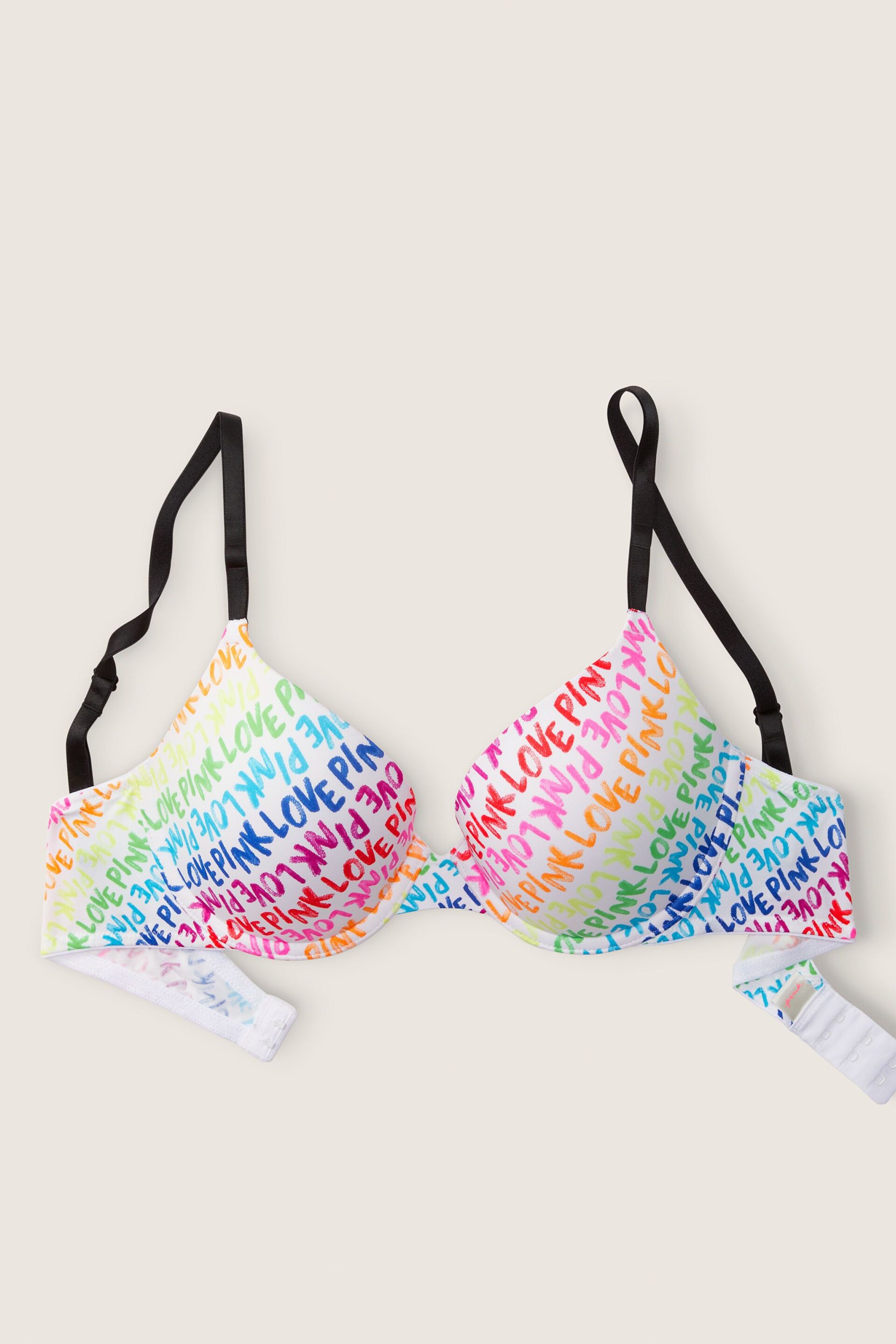 Victoria's Secret PINK Rainbow White Smooth Push Up Bra - Image 3 of 4