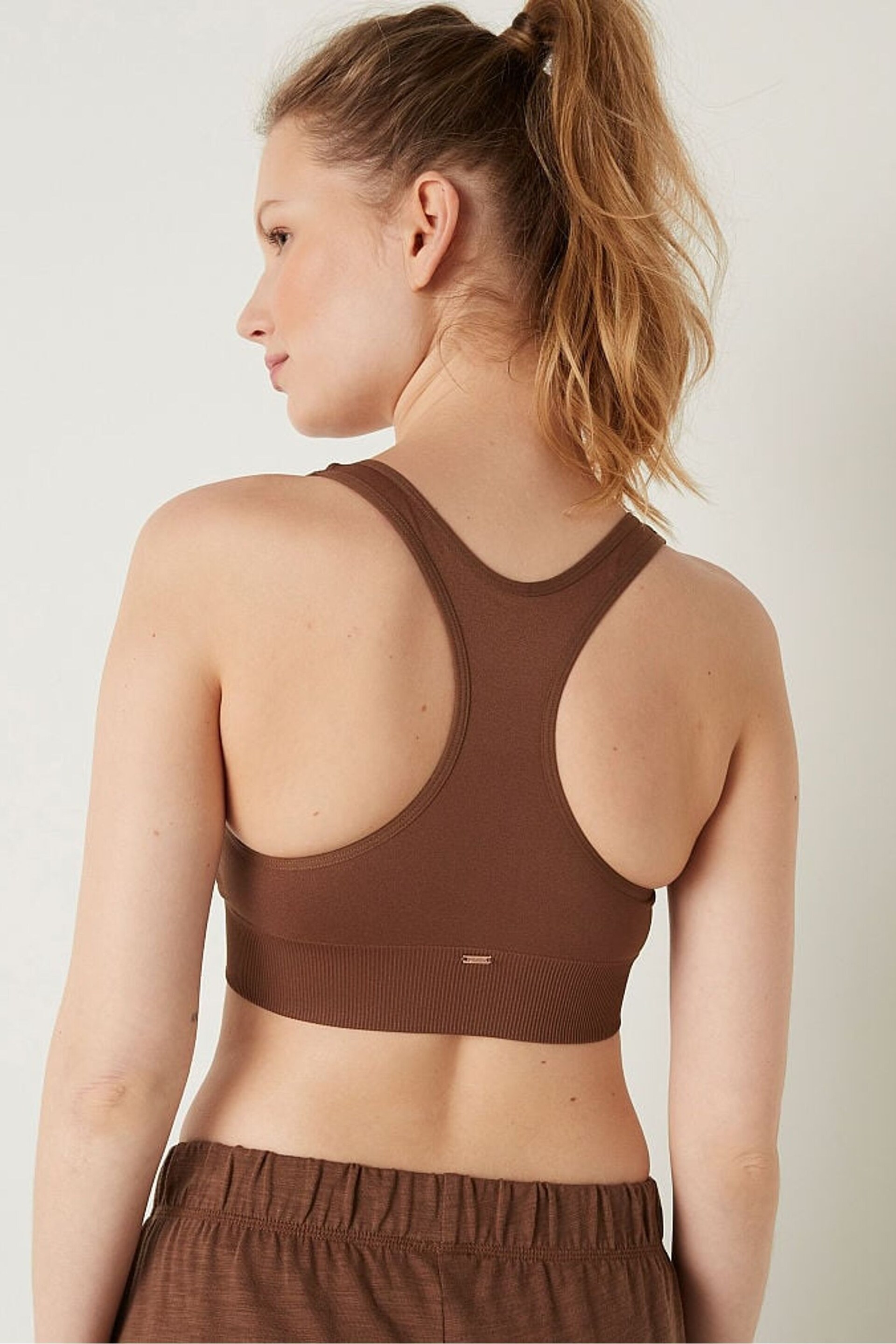 Victoria's Secret PINK Soft Cappuccino Brown Seamless Plunge Bralette - Image 2 of 4