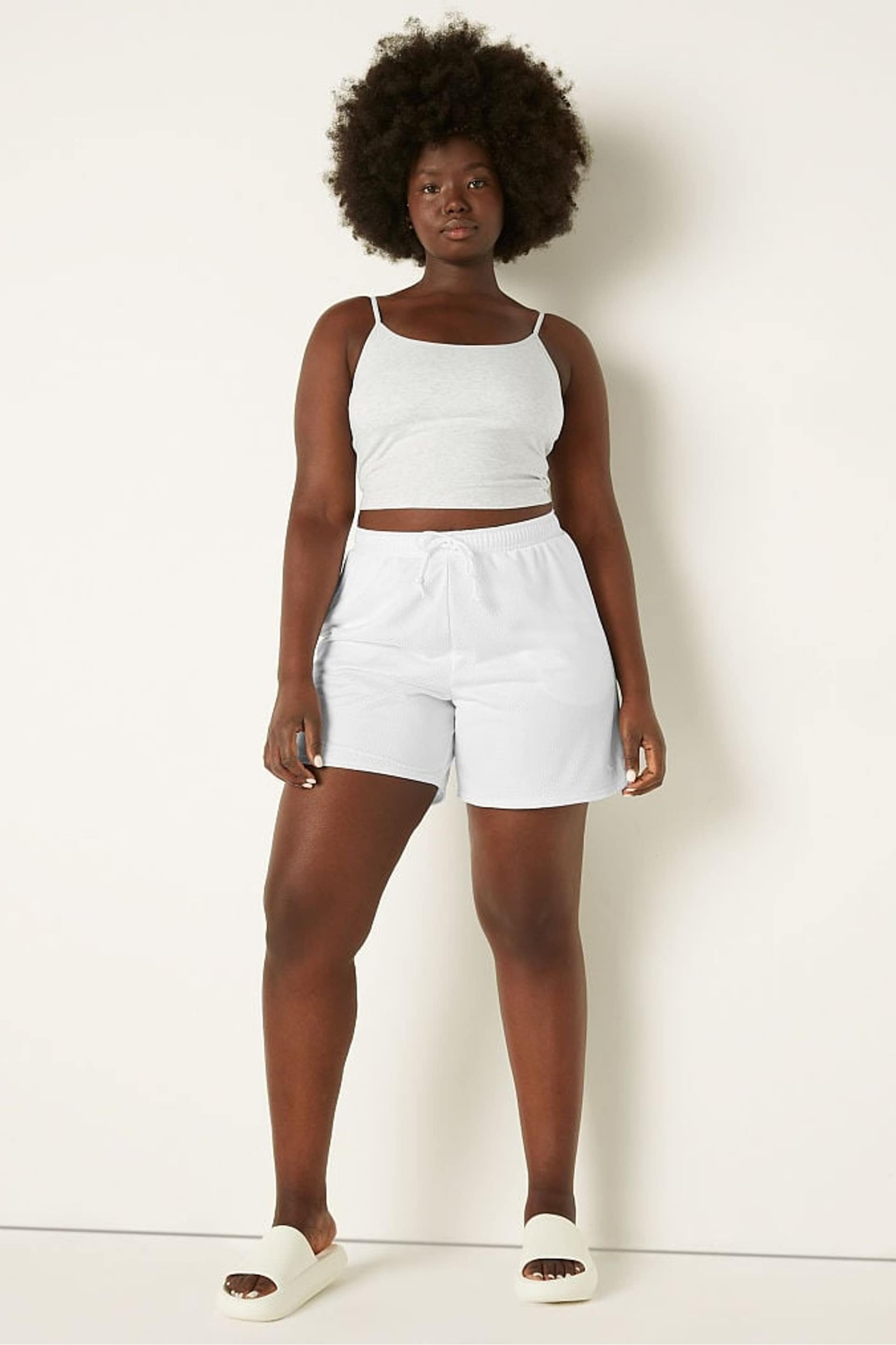 Victoria's Secret PINK Optic White Mesh Curve Hem Dad Short - Image 3 of 4