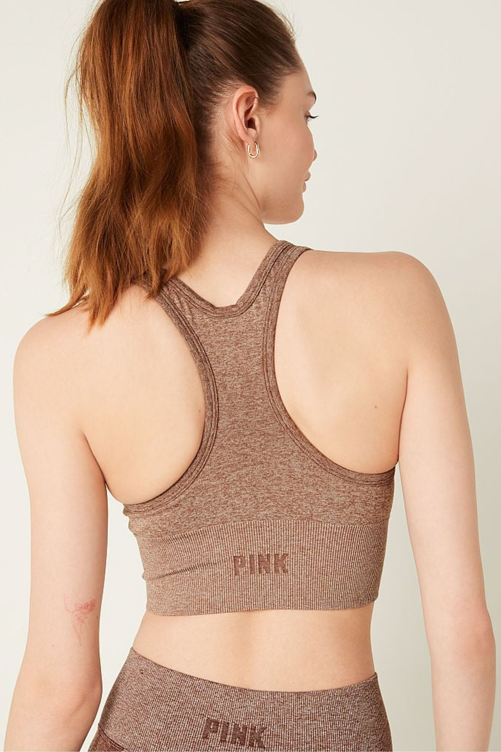 Victoria's Secret PINK Soft Cappuccino Brown Seamless Sports Bra - Image 2 of 4