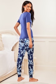Lipsy Navy Blue Jersey Henley Short Sleeve Pyjamas - Image 2 of 4