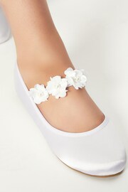 Lipsy Girl White Wide FIt Occasion Flower Marjane Ballerina - Image 3 of 4