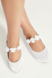 Lipsy Girl White Wide FIt Occasion Flower Marjane Ballerina - Image 4 of 4