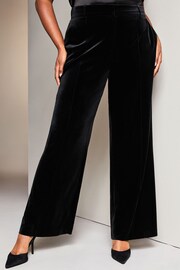 Lipsy Black Curve Velvet High Waisted Tailored Suit Trousers - Image 1 of 4