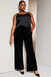 Lipsy Black Curve Velvet High Waisted Tailored Suit Trousers - Image 3 of 4