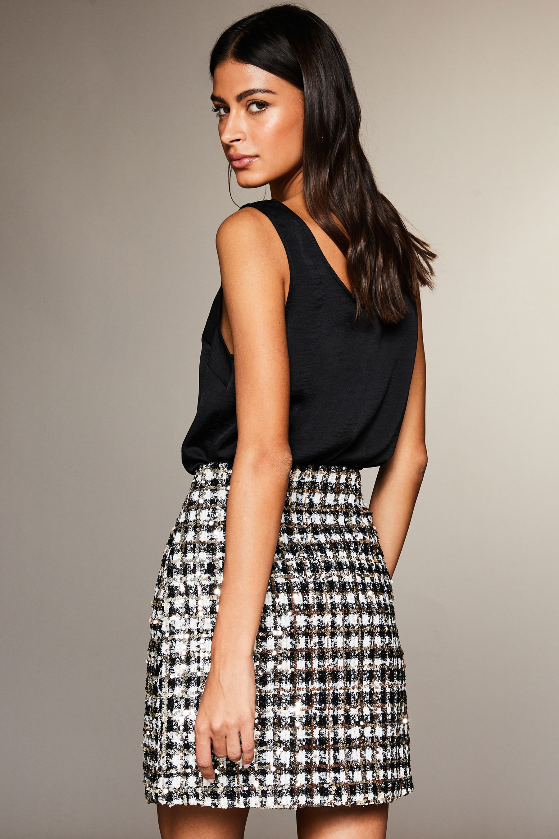 Lipsy tartan boucle mini skirt store
