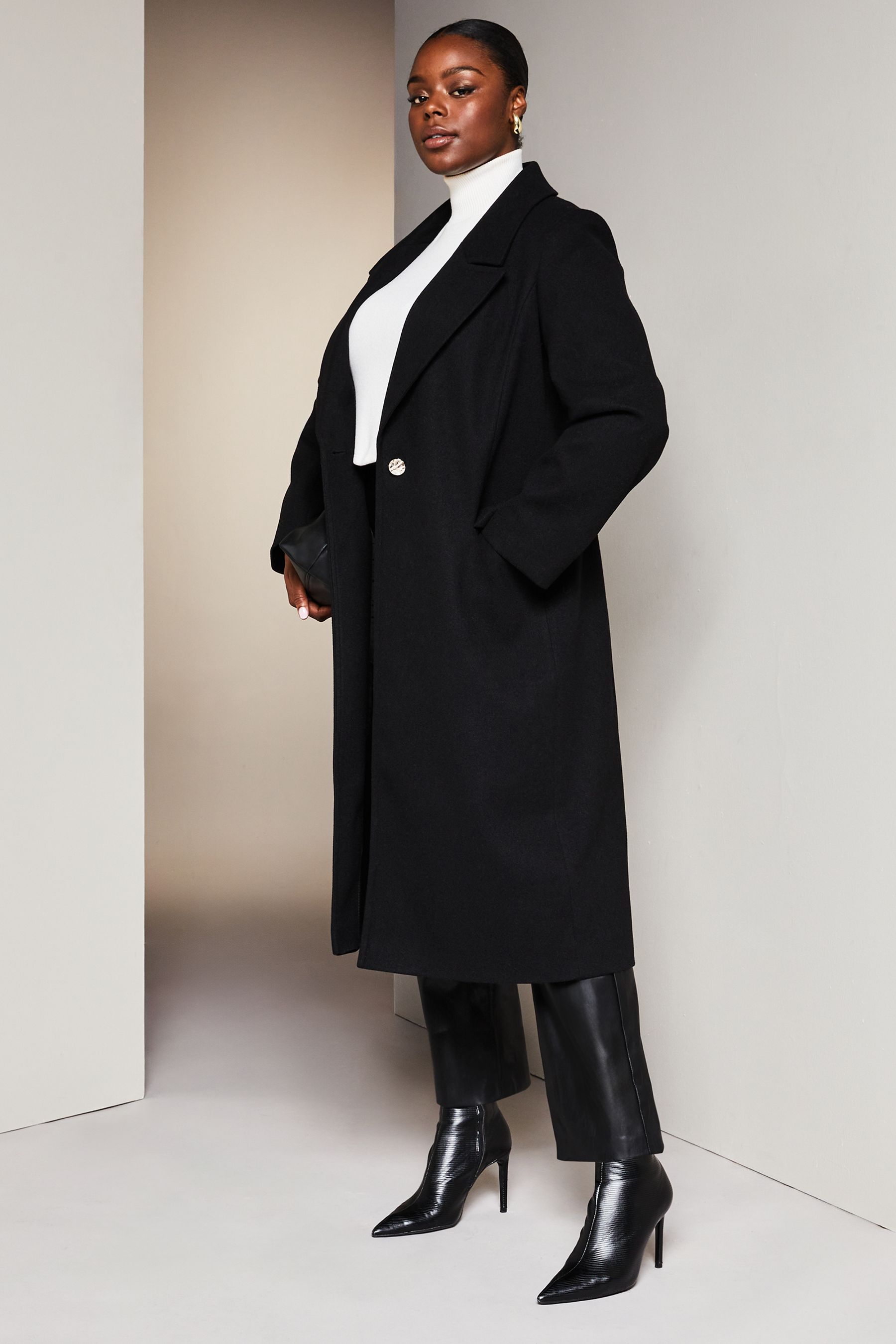 Buy Lipsy Black Curve Single Button Long Tailored Coat from Next Luxembourg