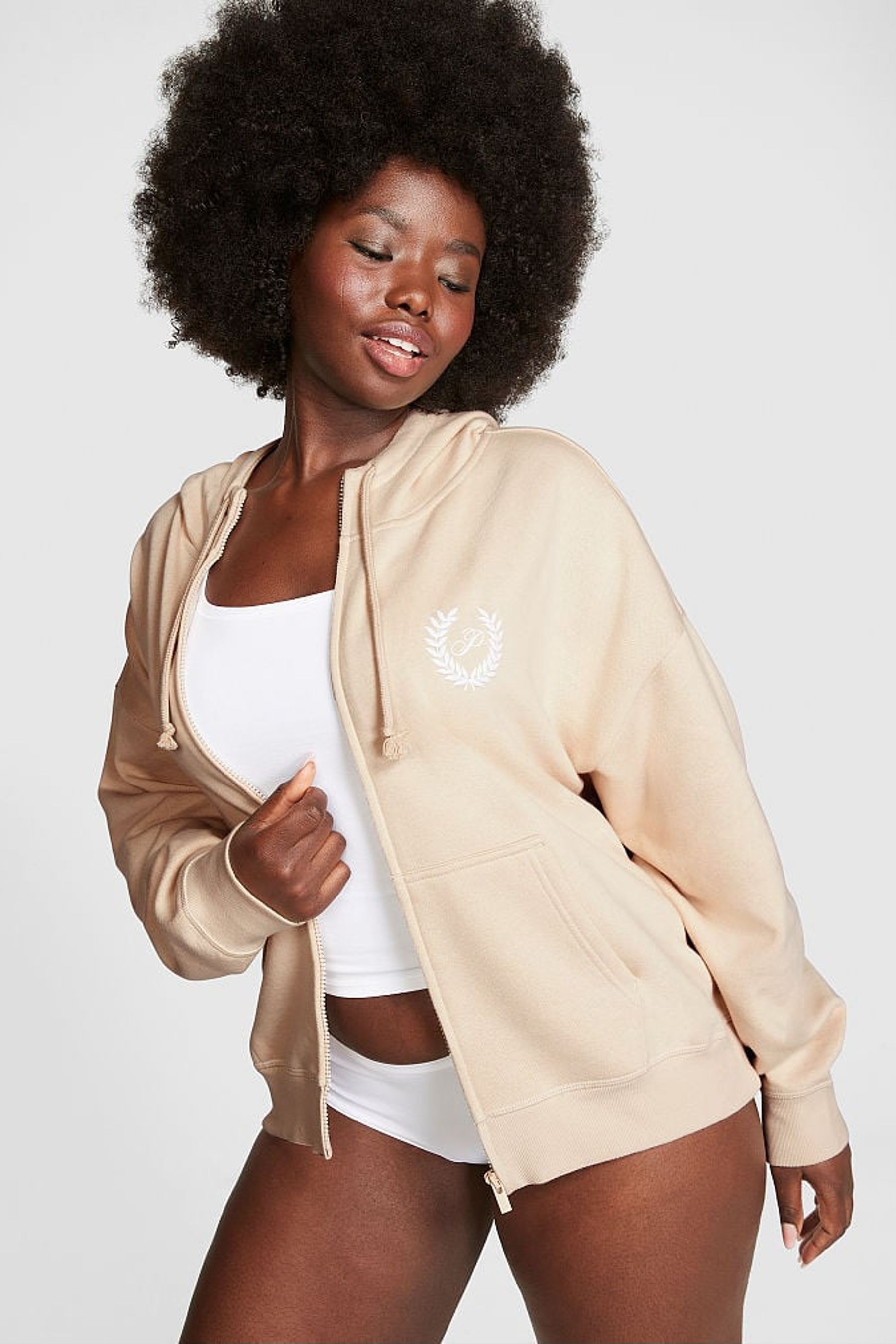 Buy Victoria s Secret PINK Canvas Cream Zip Up Hoodie from Next Netherlands