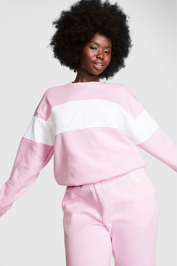 Victoria's Secret PINK Spring Orchid Pink Fleece Sweatshirt - Image 1 of 4