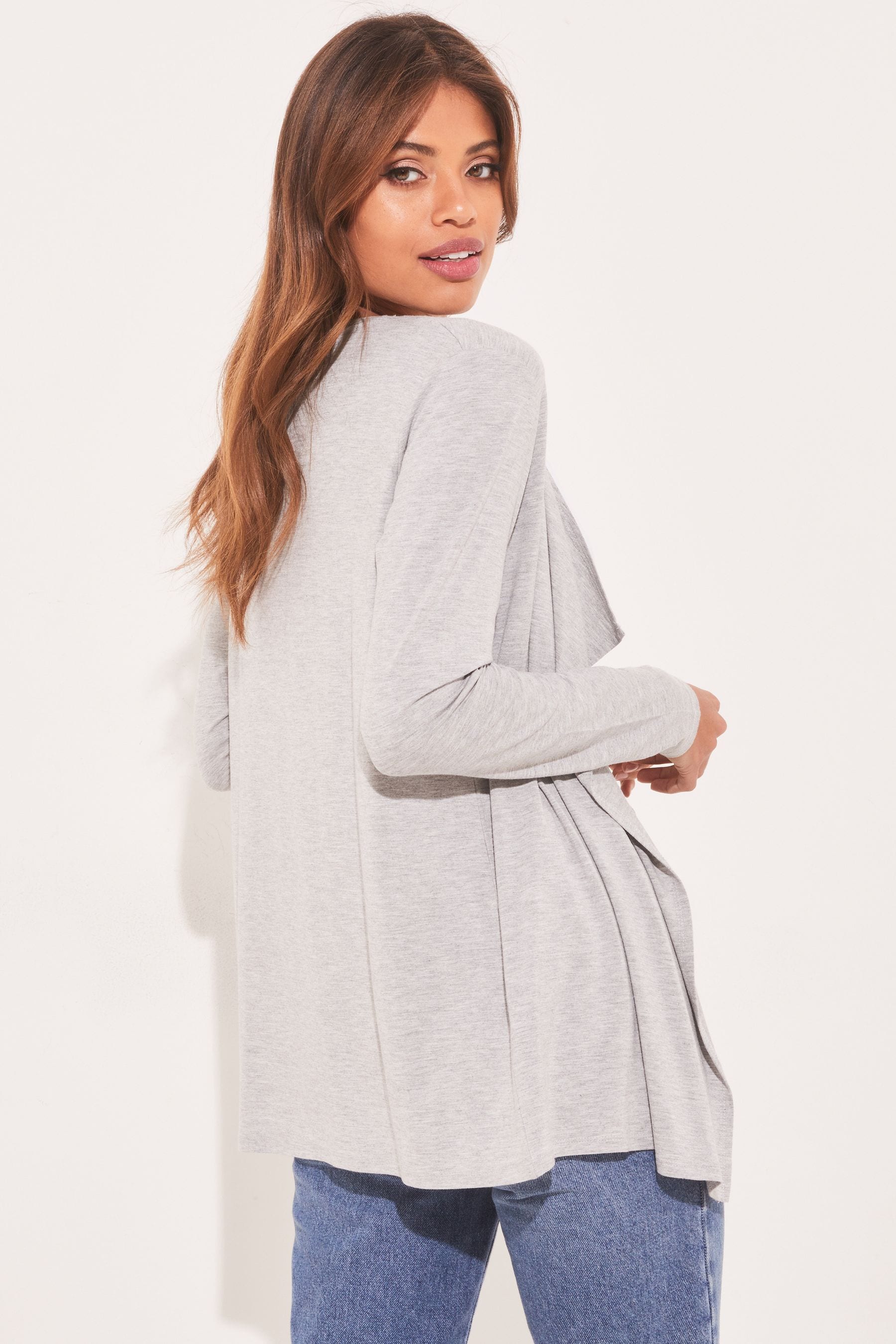 Light grey waterfall cardigan deals