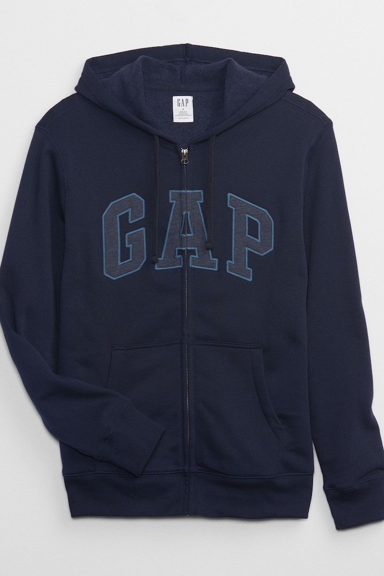 Gap Navy Blue Logo Zip Through Hoodie - Image 4 of 4