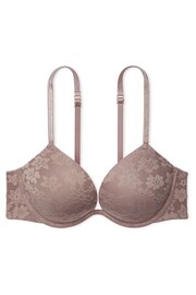 Victoria's Secret PINK Iced Coffee Brown Shine Strap Lace Super Push Up Bra - Image 1 of 2