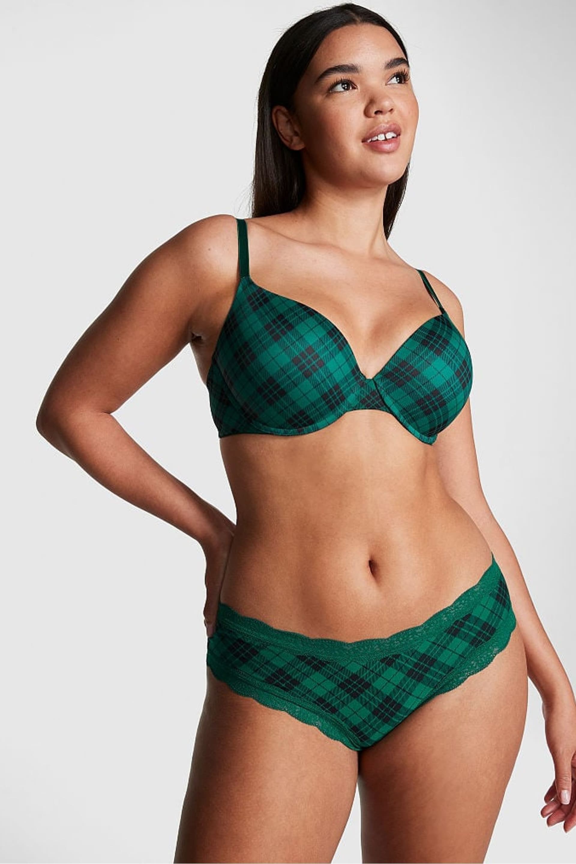 Victoria's Secret PINK Garnet Green Plaid Push Up Bra - Image 3 of 4