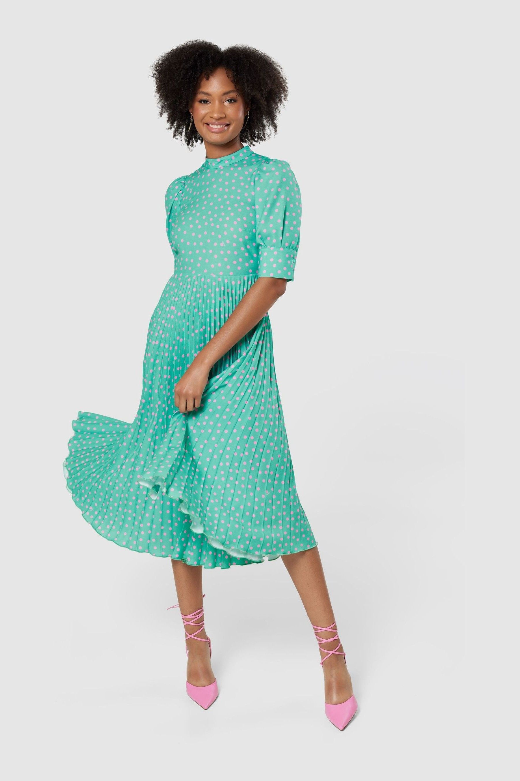 Buy Closet Turquoise Green Pleated Dress from Next Luxembourg